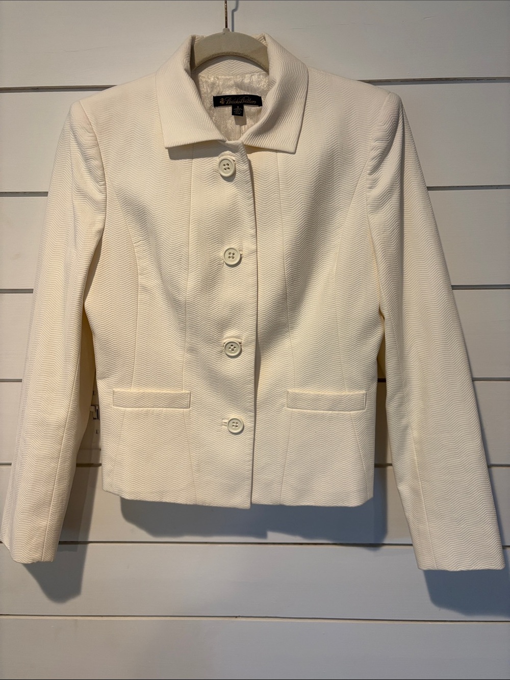 Brooks Brothers Cream Tailored Button-Up Blazer